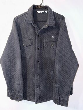 Lands' End Men's Quilted Snap-Front Jacket in Black (Chase)